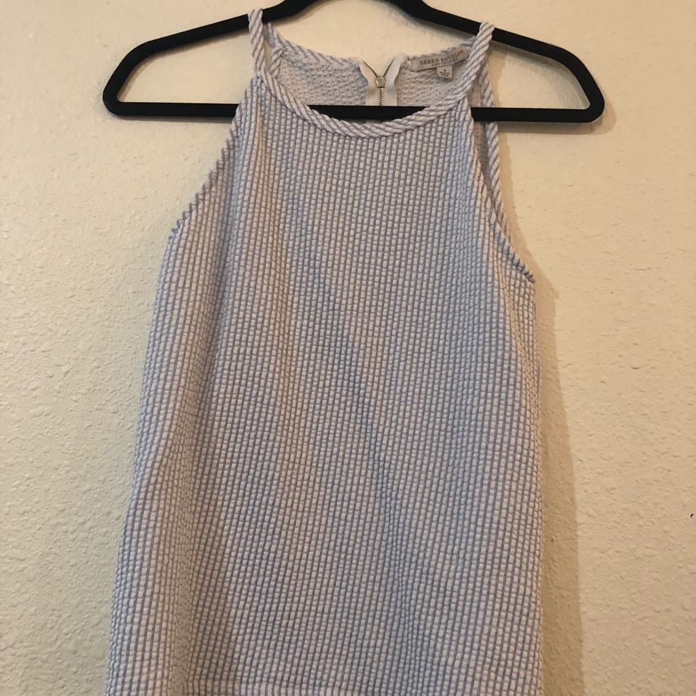 Light blue and white striped tank top